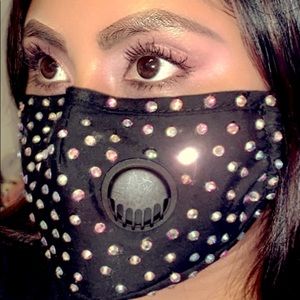 Bling Face Mask with Valve and Filter pocket